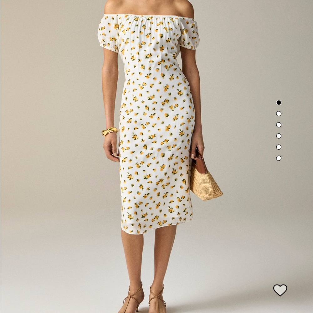 J. Crew Off-Shoulder Floral Midi Dress - White and Yellow